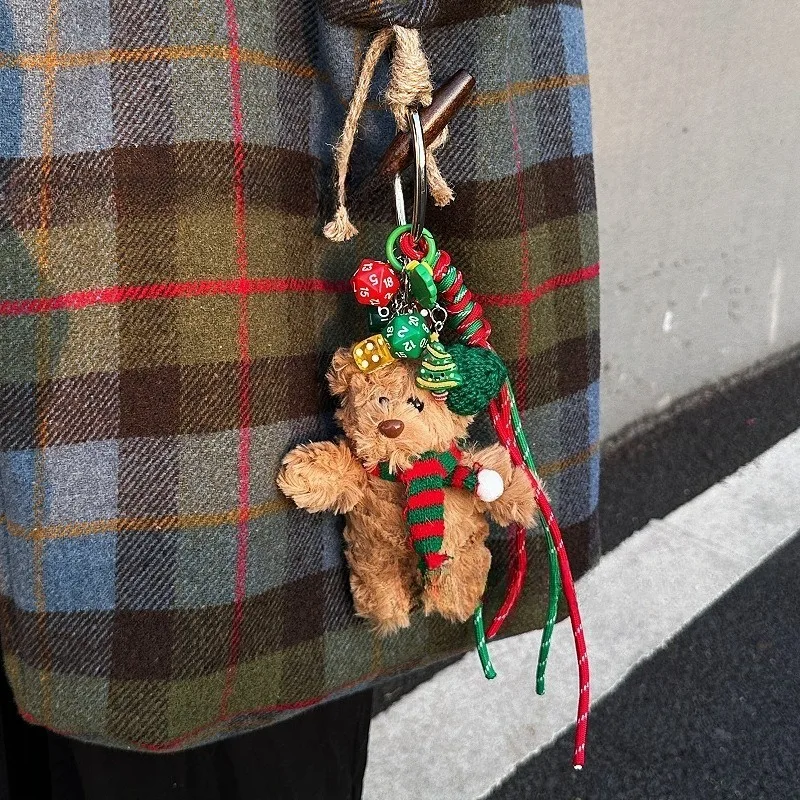 

For Car Aynsworth Christmas Element Bear Bag Charm Cute Miu-Style Dice Strand Handmade Cross-Border E-Commerce