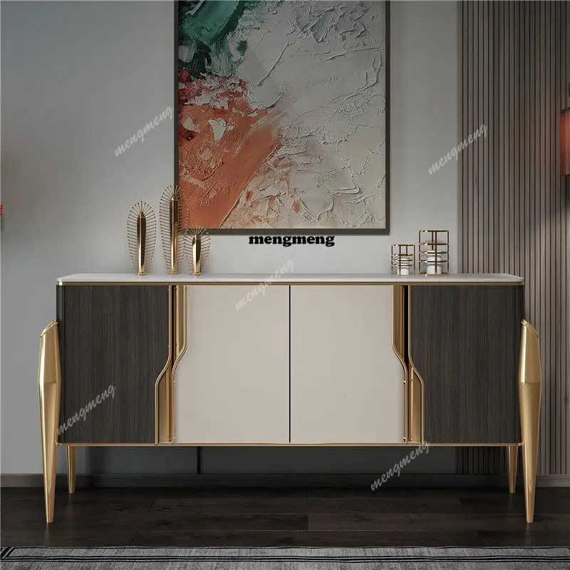 

Italian minimalist entrance cabinet, integrated door shoe cabinet, modern minimalist rock slab solid wood dining side cabinet