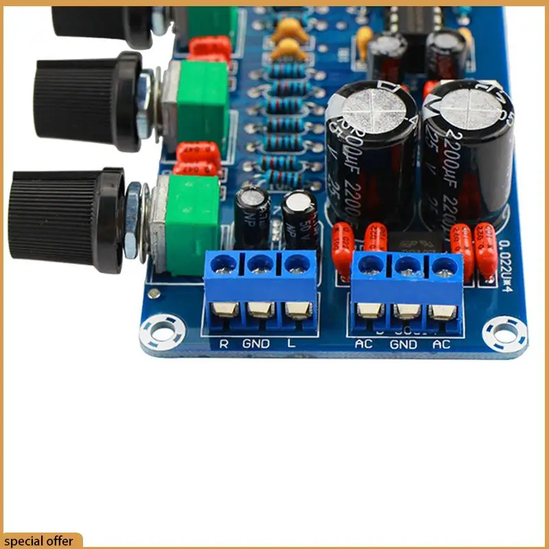 A68Z Amplifier NE5532 Preamp Preamplifier Volume Tone Control Finished Board Treble Midrange Bass EQ DIY Dual AC 12V - 18V