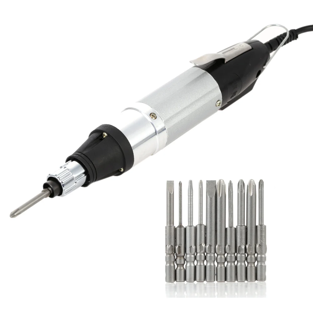 AC110V-220V High Quality DC Powered Electric Screwdriver with 10pcs Bits Stepless Speed Regulation Repair Tool