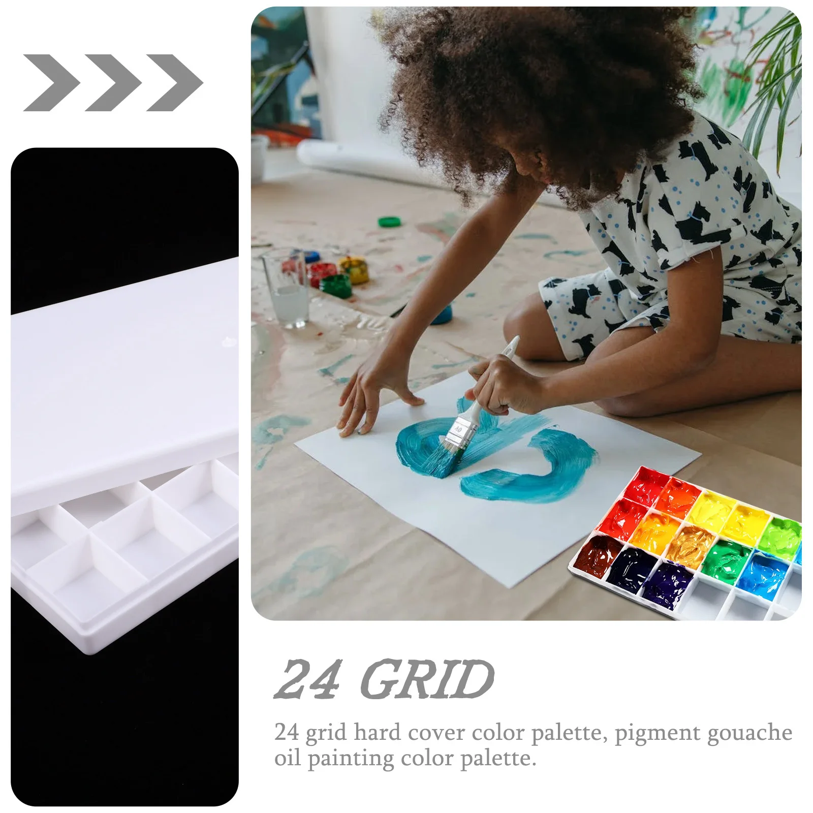 

24 Grids Paint Box White Durable Lightweight Sealing Lid For Watercolor Gouache Acrylic Oil Painting Storage Container