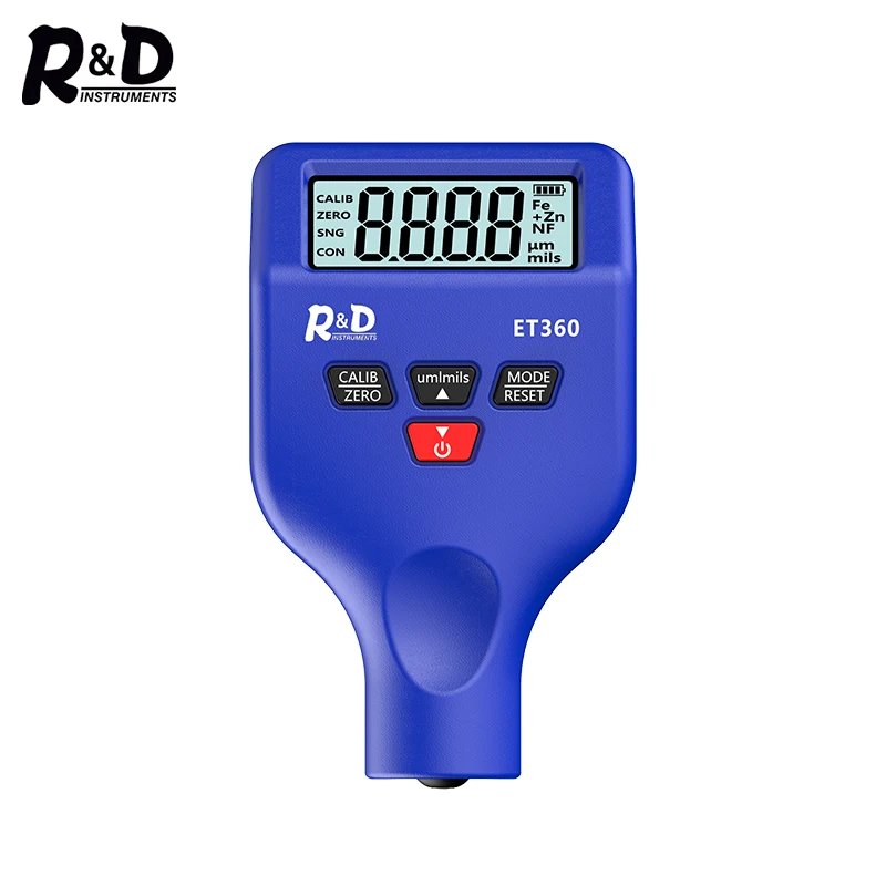 R&D ET360 Thickness Gauges for Cars 0.1 Um Fe/NFe Fe+ Zn High Precision Auto Paintwork Probe Test Meter