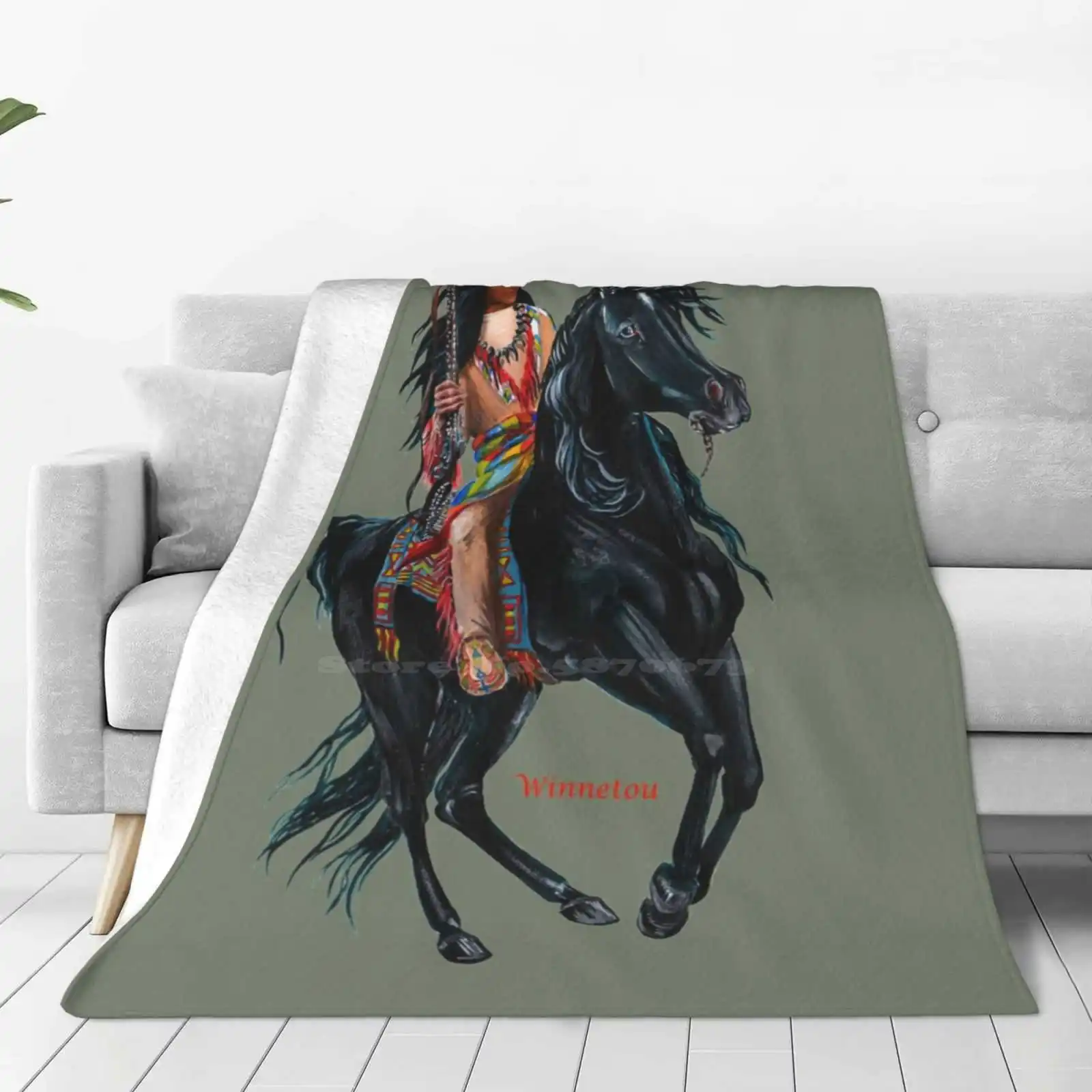 Winnetou By Tasmanianartist For May Friends Hot Sale Printing High Qiality Warm Flannel Blanket May Winnetou Wild West