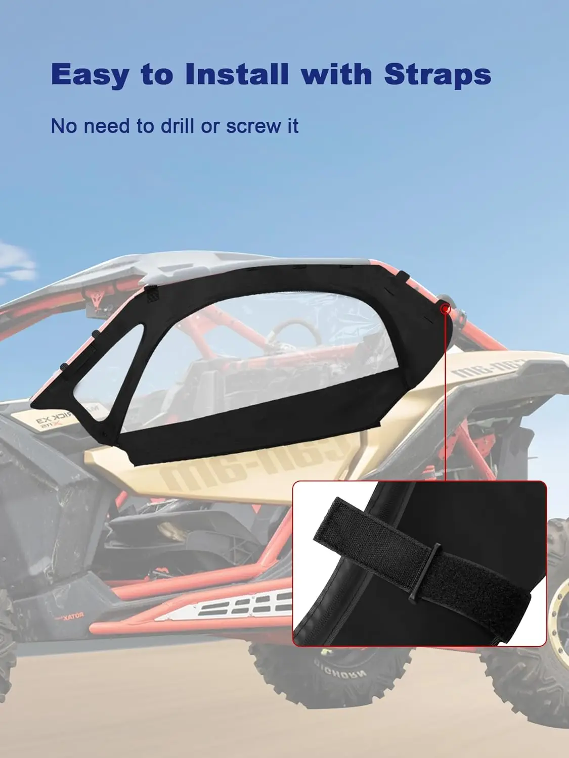 X3 kit de conjunto de porta superior macia utv portas de cabine macia gabinete superior pele da porta para 2017-2025 can am maverick x3 modelos de 2 lugares