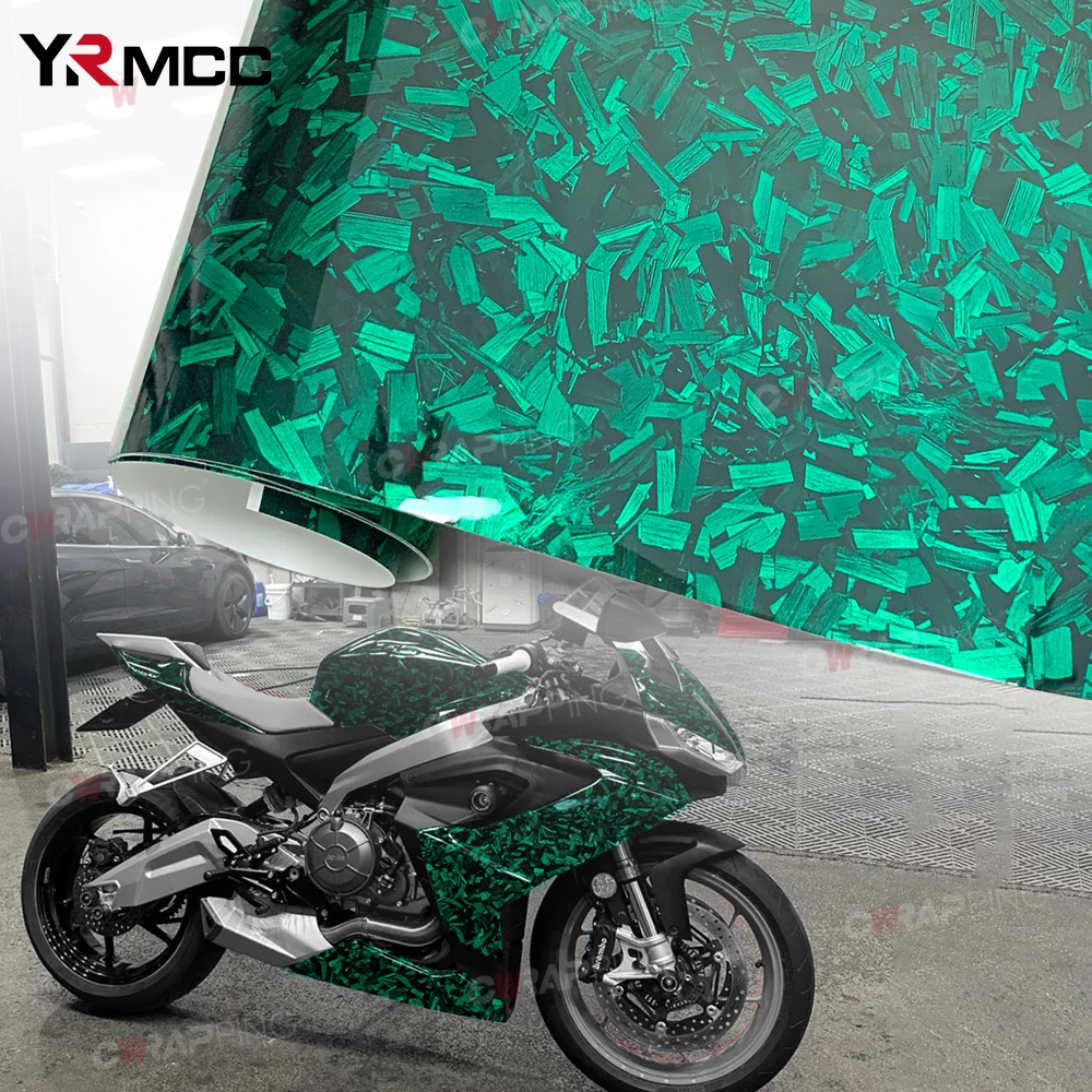 

Motorcycle Sticker Helmet Vinyl Forged Carbon Wrap Green Glossy Waterproof Car Film Covering Carbon Fiber Motorcycle Accessories