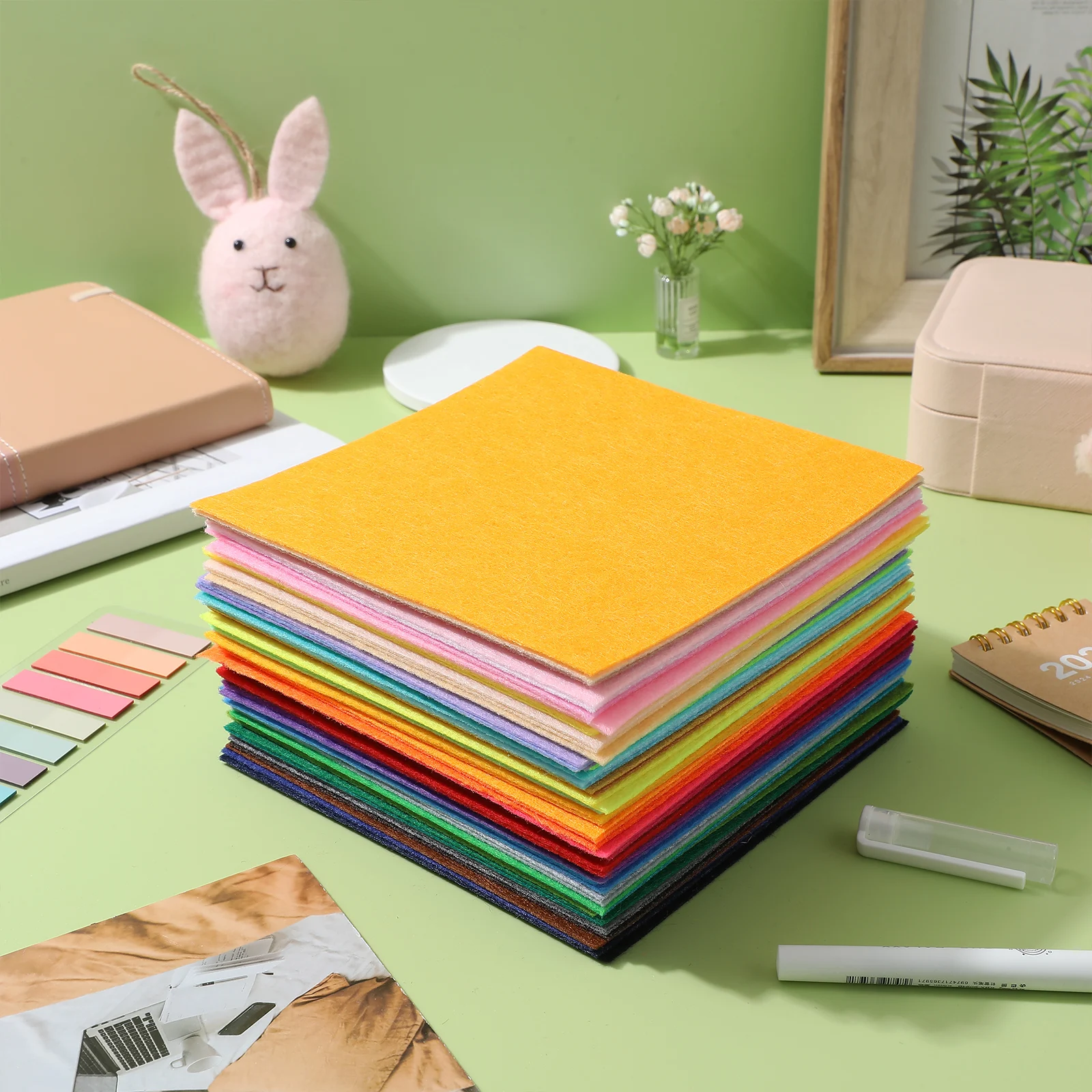 

60pcs Craft Felt Squares Handmade Cloth Weaving Embroidery Fabric Colorful Pads Soft Textured Assorted Colors