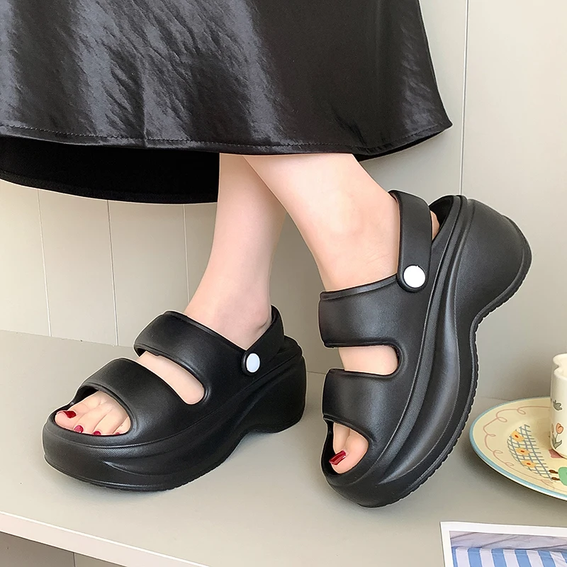 EVA Material Thi Bot Heel Sandals Women's Summer Outdoor Faion High-End Sensation Comfortable Small Size Slip-On oes