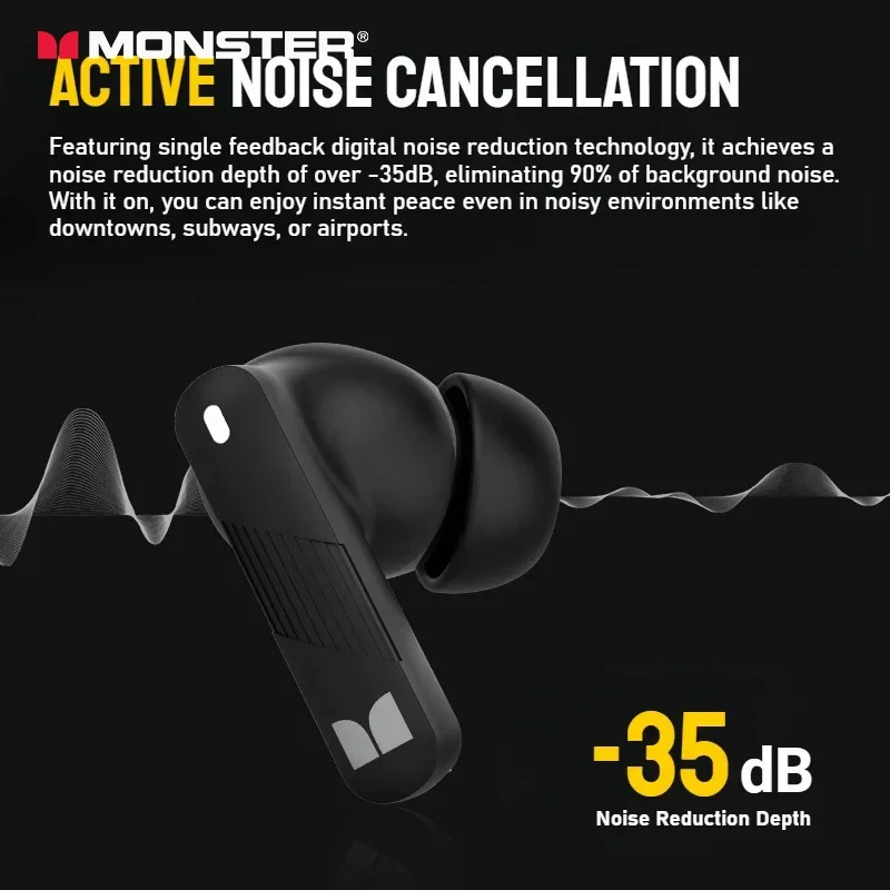 Monster TWS True سماعة لاسلكية تعمل بالبلوتوث سماعات أذن لعبة ANC سماعات ENC إلغاء الضوضاء HiFi سماعات صوت سماعة رأس رياضية مع ميكروفون #4