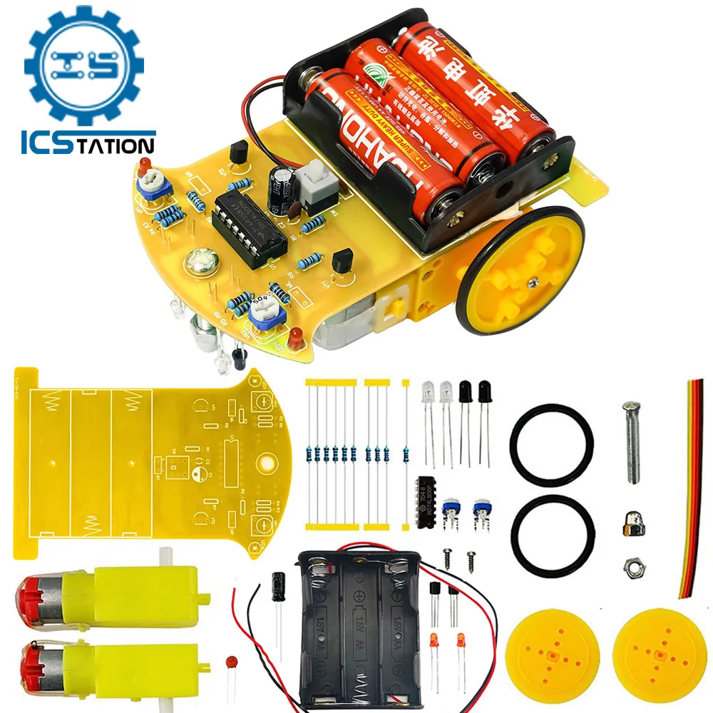 DIY Electronic Kit Tracking Line Smart Car Soldering Project Practice Following Robot Beginners Education School Competition