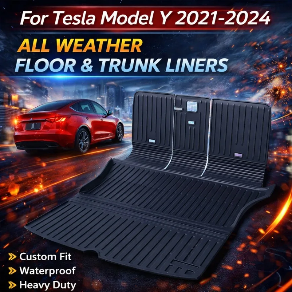 

TPE Rear Trunk Cargo Mat for Tesla Model Y 2021-2024 Waterproof Anti-Slip All Weather Boot Liner Heavy Duty Trunk Protector