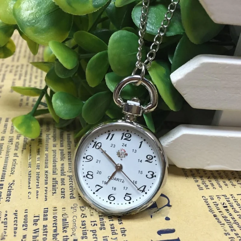 Pocket Watch Elderly Children Student's Watch Bronze Keychain Pocket Watch Necklace Pocket Watch round Large Watch