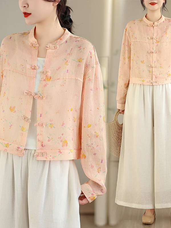 

Новый китайский кардиган большого размера для женщин, длинный, с цветочной вышивкой, на пуговицах, повседневный, свободного кроя, весенняя одежда