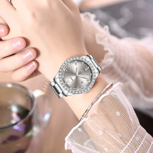 Imagen 2 del producto Reloj LIGE elegante para mujer, reloj resistente al agua a la moda, reloj luminoso de cuarzo de negocios de acero inoxidable para mujer, reloj de mujer + caja