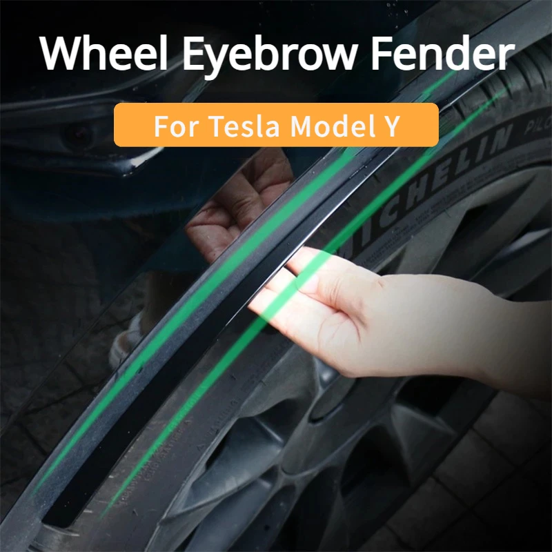 For Tesla Model Y 4PCS Mudguard Non Punching Hidden Mud Flap Anti Chafing Wheel Eyebrow Cover Splash Guard Accessories 2019-2023