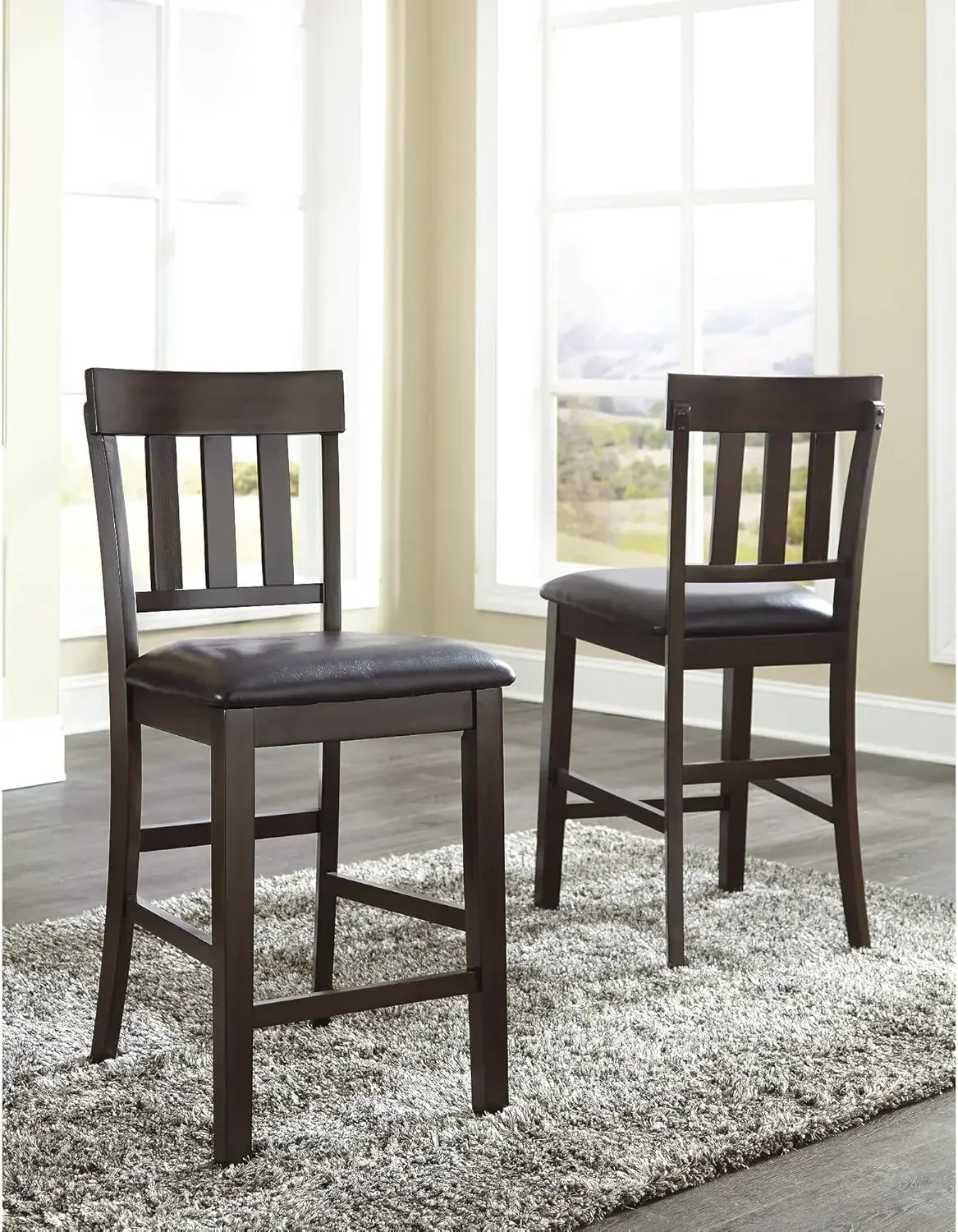 Signature Design by Ashley Haddigan 24" Counter Height Upholstered Barstool 2 Count, Dark Brown