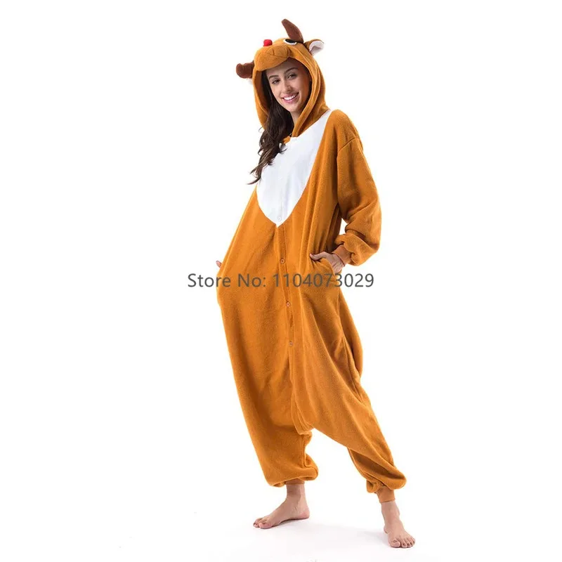 Sky02 Onesieshow عيد الميلاد قزم Kigurumi منامة هالوين نيسيي الكبار الكرتون الغزلان بيجامة تأثيري حفلة النساء الرجال Homewear88Ji