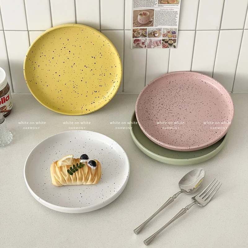 Nordic Style Splashed Ink Dinning Plates Exquisite Large Capacity Ceramic Steak Plates Household Versatile Serving Tablewares