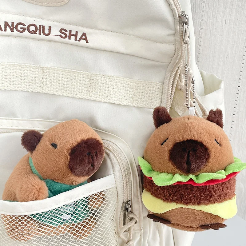 Capibara hamburger peluche portachiavi per auto portatile tridimensionale capy bala bambola ciondolo borsa da scuola di moda creativa