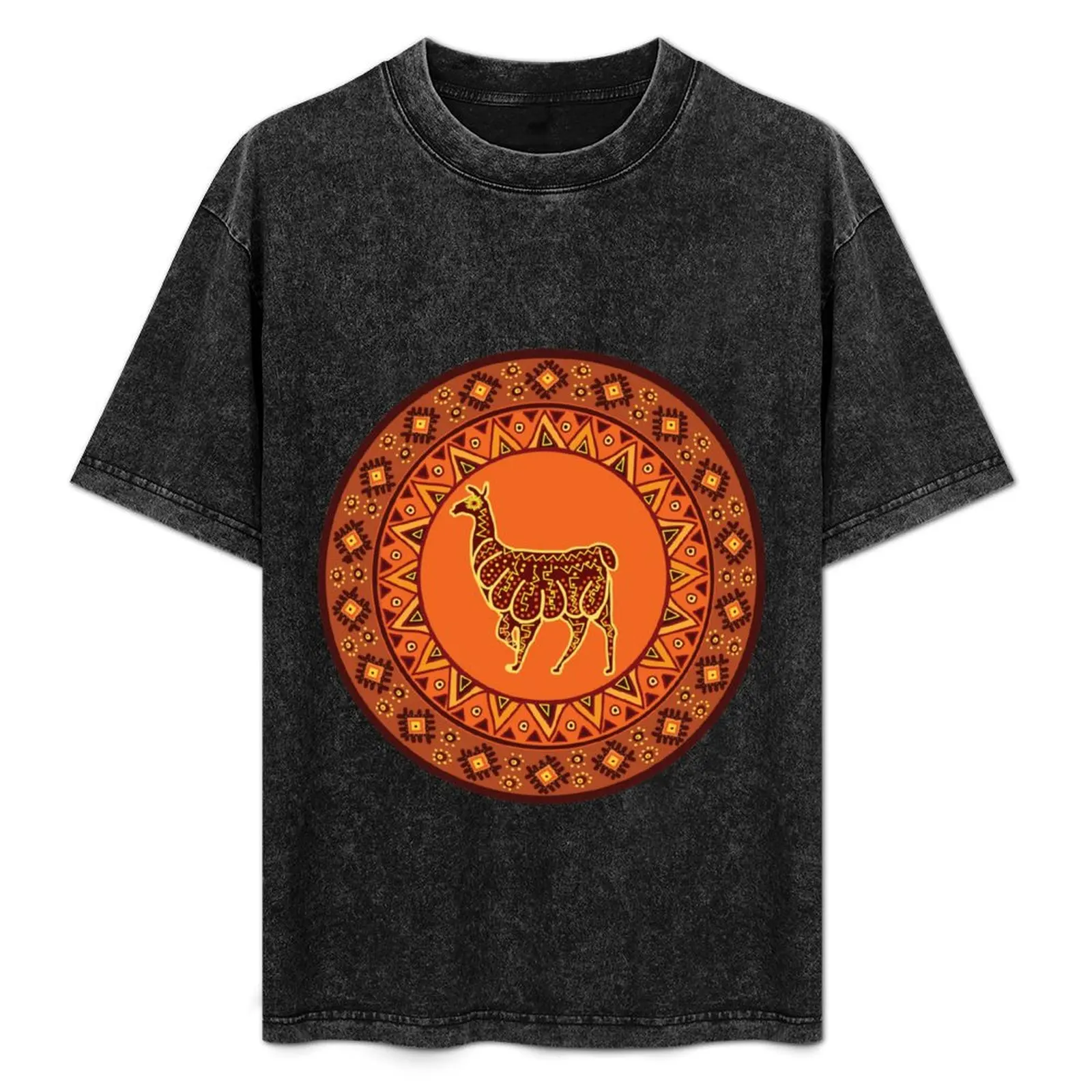 

Llama in Peruvian style T-Shirt vintage t shirts graphic shirts sports fans summer top mens designer t shirt