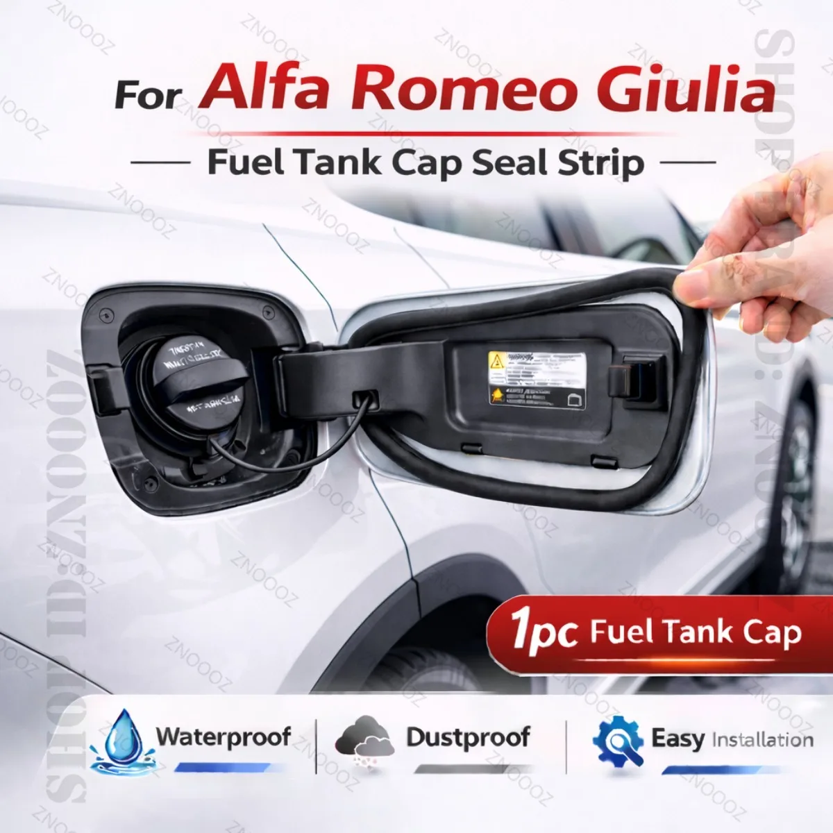 Car Seal Strip Rubber Double Layer Dustproof Waterproof Sealing Protector Gas Cap Trim 1pc Fuel Tank Cover For Alfa Romeo Giulia