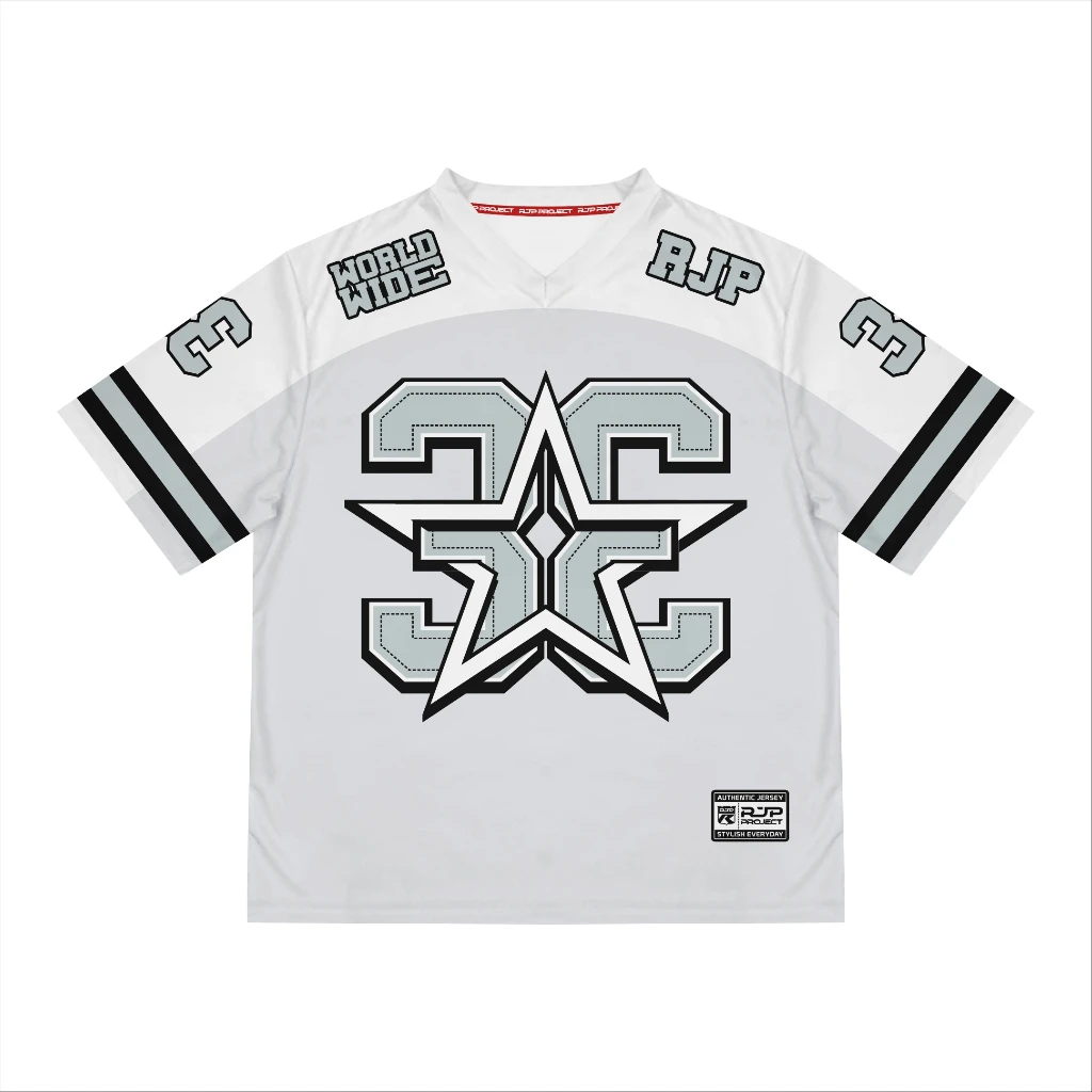 

Retro Jersey Sliver Steel Style Number Star Print Men Women V-Neck T-Shirts Breathable Quick-drying Comfy Stylish Plus Size Moto
