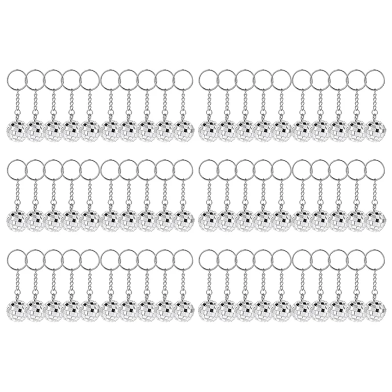 

60 шт., мини-брелок в виде диско-шара, 70-е годы, сувениры для диско-вечеринки, зеркальный шар, брелок для ключей, набор для украшения дискотеки, тематической вечеринки
