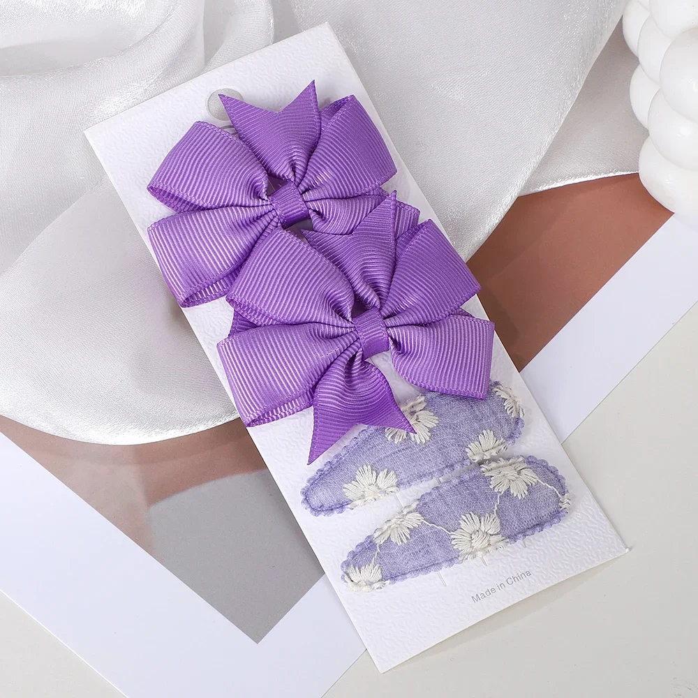 4 ชิ้น/เซ็ต Handmade น่ารัก BB คลิป Bows อุปกรณ์เสริมผมสําหรับเด็กทารกสไตล์ใหม่ Hairpin Barrettes เด็ก Headwear