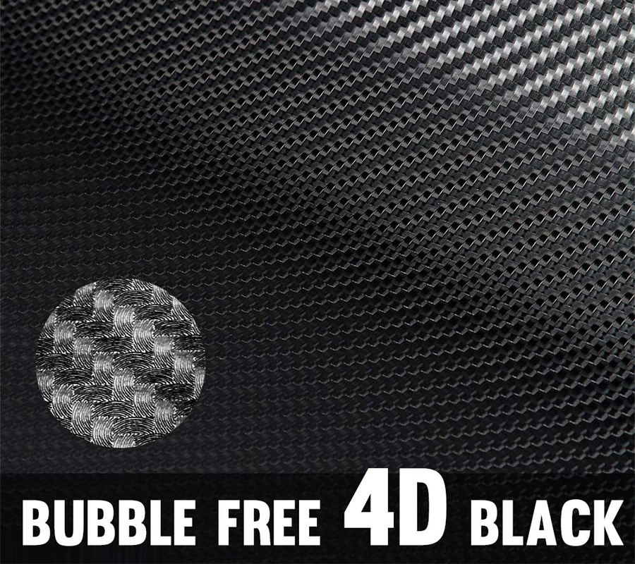 10cm x150cm Black 4D Carbon Fiber Car Wrap Vinyl Covering Film Sticker Decal Roll Sheet Air Bubble Release 4in. x60in.