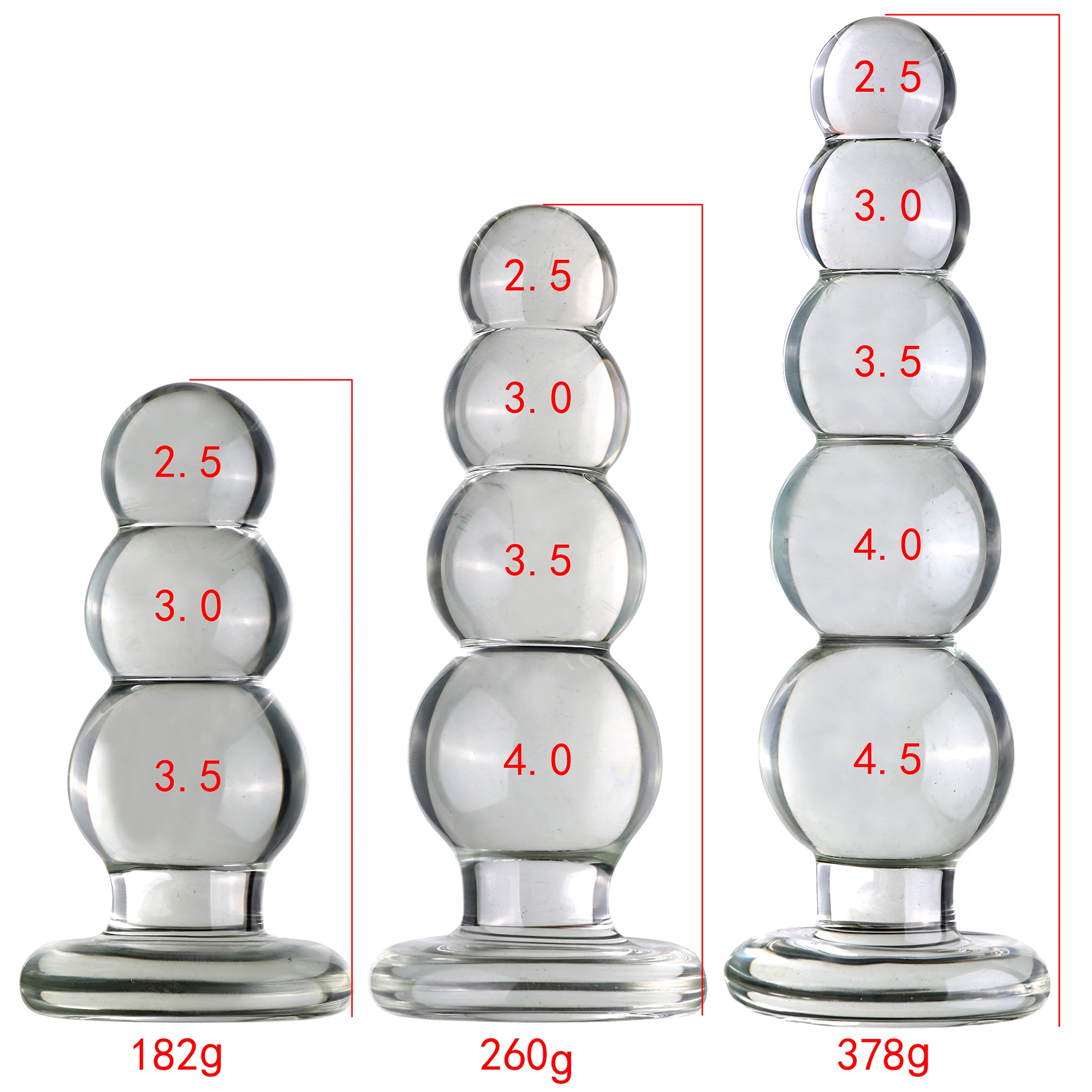 3 Sizes Big Ball Pyrex Glass Anal Dildos Butt Plug Crystal Vagina Beads Fake Penis Female Masturbate Adult Sex Toys Women Men