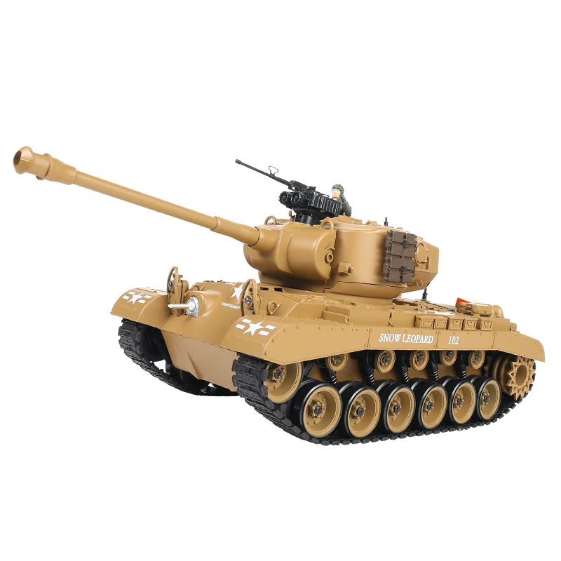 Coolbank-RC Battle Tank com Efeitos Sonoros e Luzes para Meninos, Controle Remoto, M26, Pershing Army Tank Model Toy, 1:18