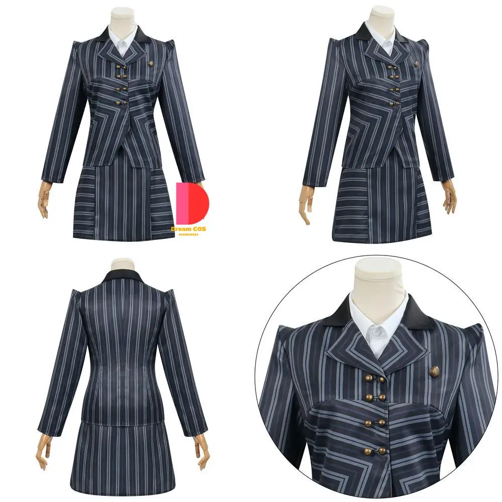 

Popular Movie and TV Character Cosplay Costume Anime Elphaba Gray Striped Suit Classic Role Play for Women Comic Con Halloween