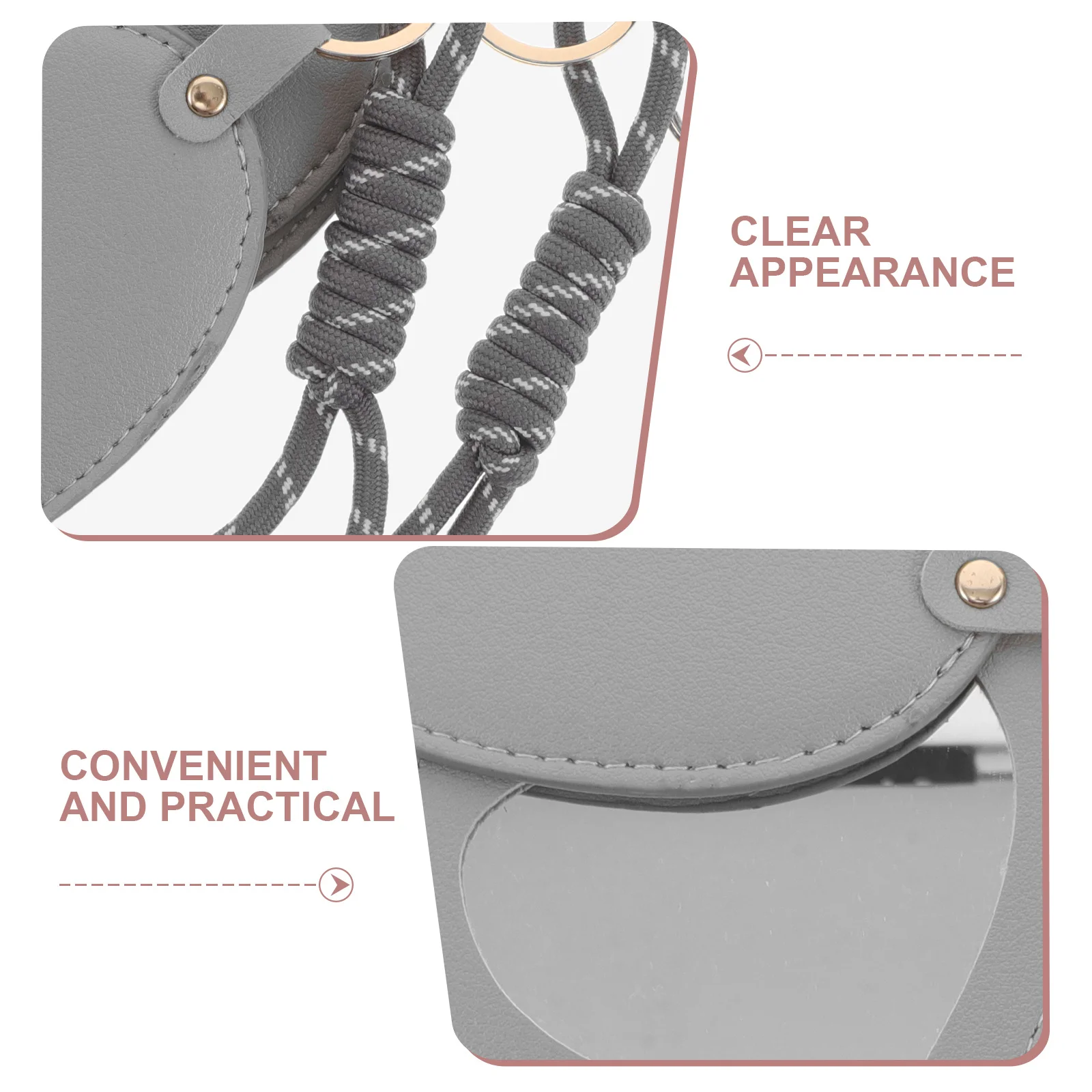 2Pcs Heart Shaped Handheld Mirror 360 Rotating Travel Makeup Compact Portable Lightweight Durable Cute Purse Accessory