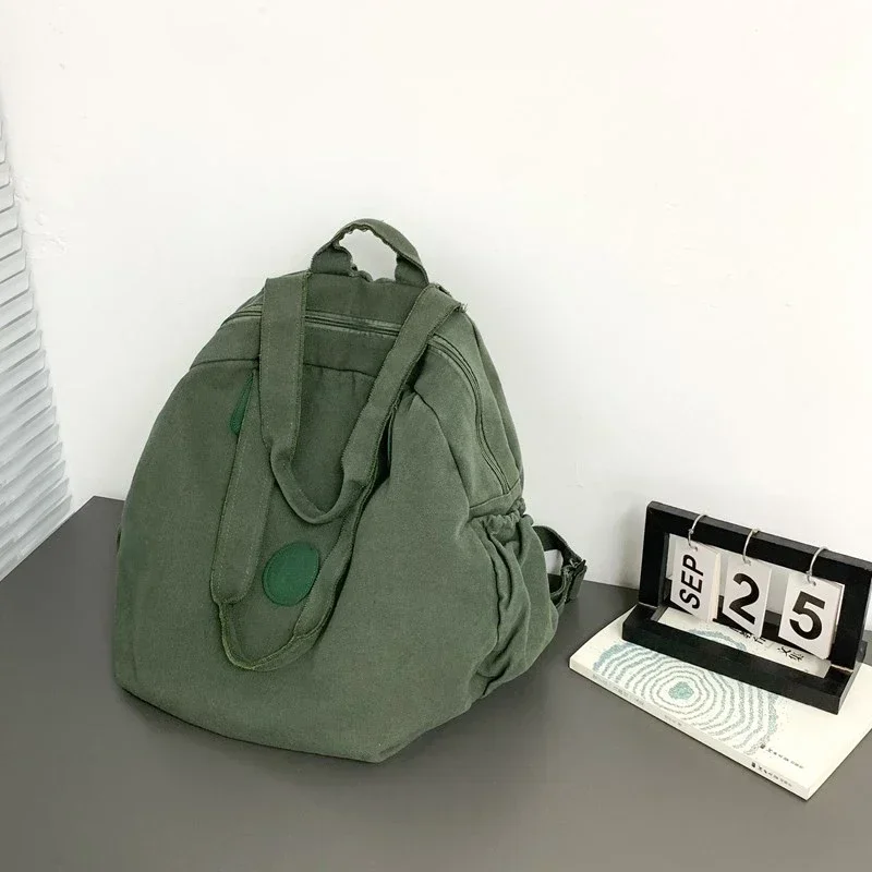 Casual Simple Large Capacity Canvas Backpacks Zipper Solid Durable Couple Style Retro Shoulder Bags for Unisex 2024 Hot Sale