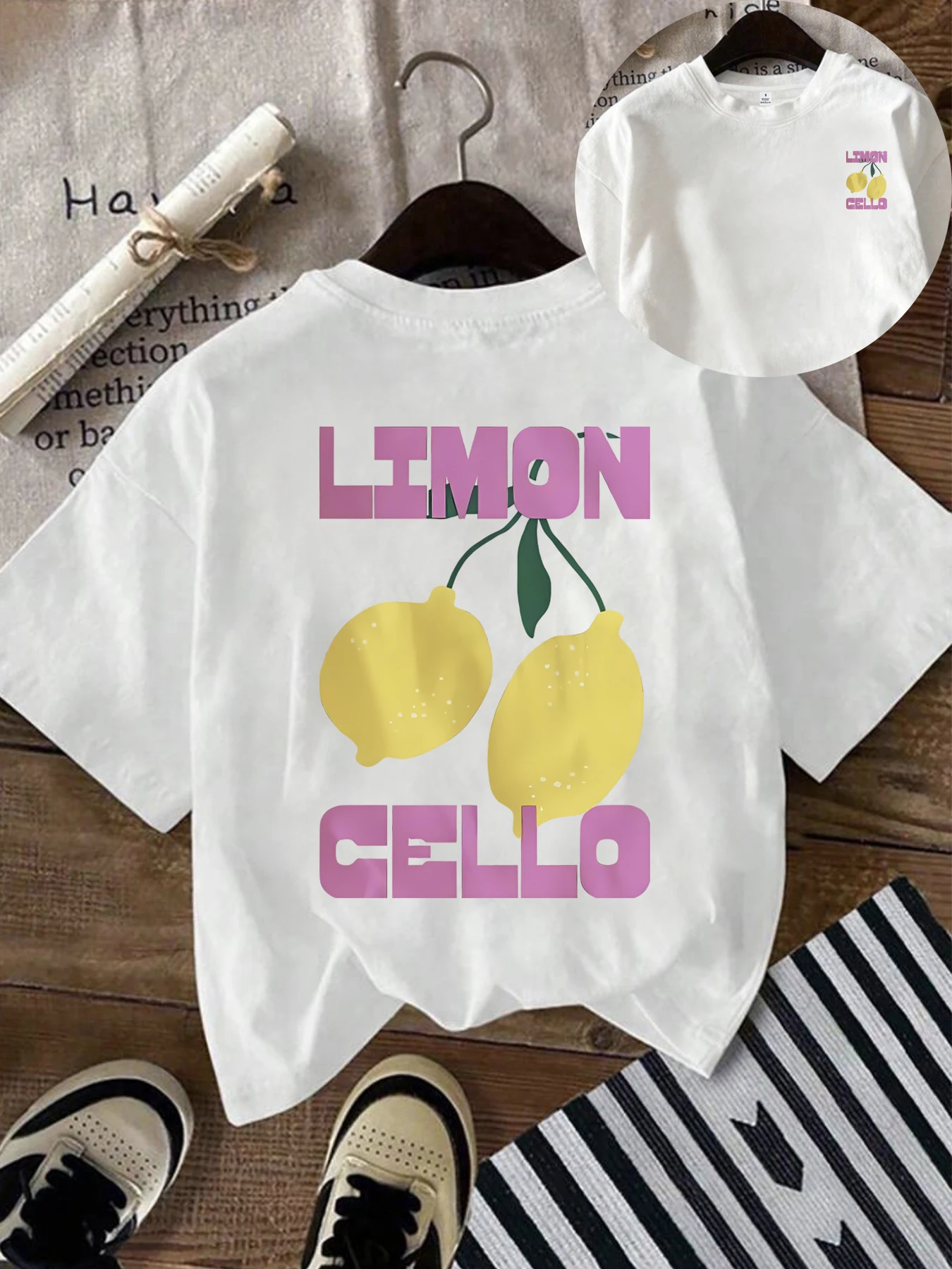 

Lemon Plus size women's round neck short sleeve T-shirt with elastic half sleeves and trendy prints