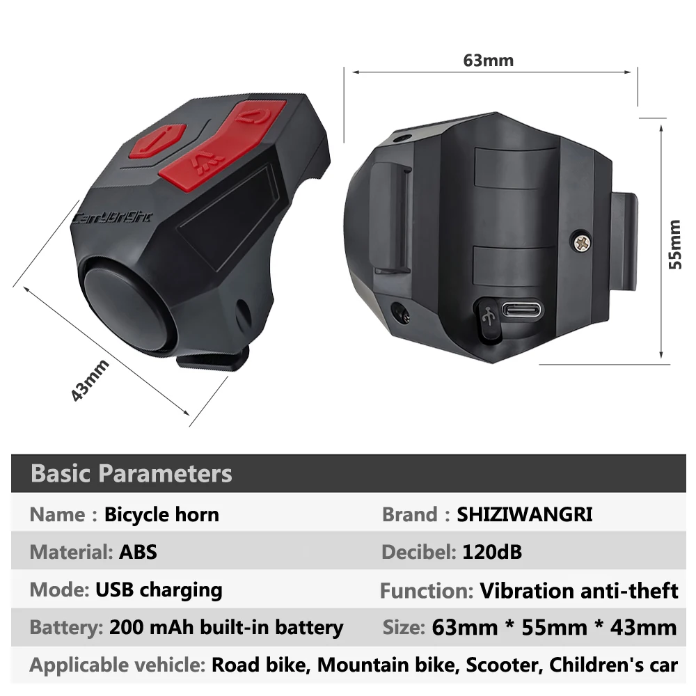 جرس دراجة كهربائي جديد بصوت عالٍ مع أبواق دراجة صوت تحذيرية مع صوت تحذير وبطارية لدراجات سكوتر الأطفال