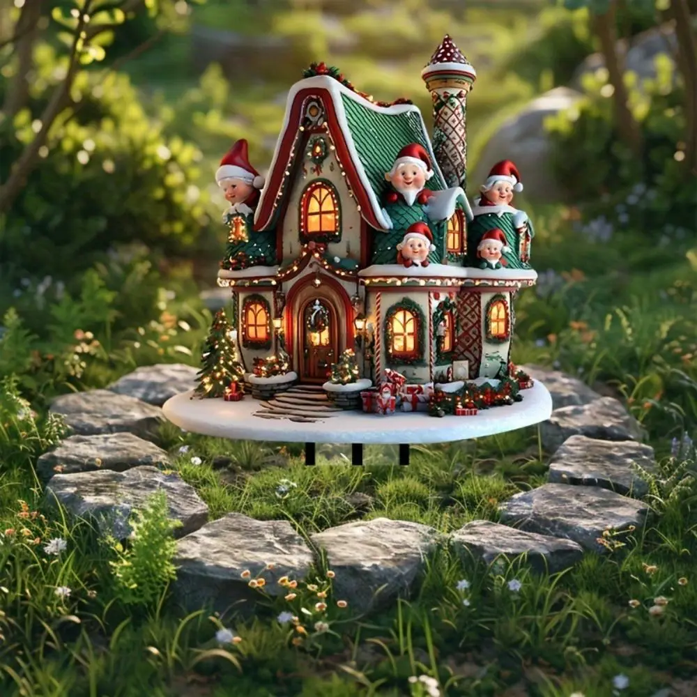 High Quality Acrylic Yard Signs Outdoor Courtyard Christmas Elf House Garden Stake Wear-resistant Waterproof Ornaments