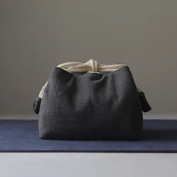 Thickened Storage Bag with Drawstring, Monochromatic, Portable Travel Tea Bag, Teapot Outdoo Organizer, Large Cloth Bag