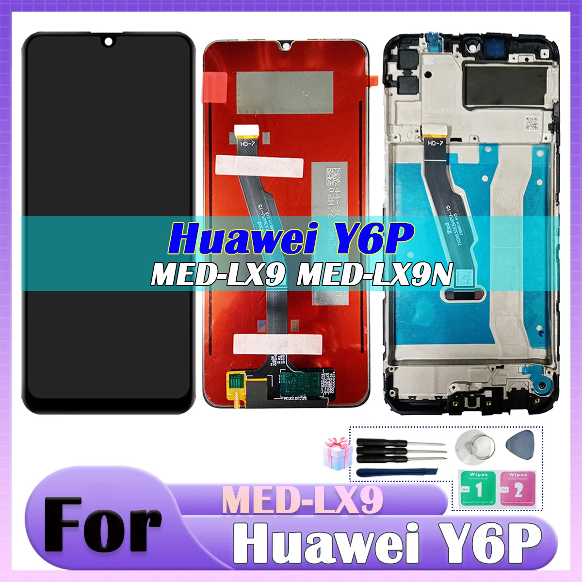 For Huawei Y6P 2020 MED-LX9 LCD Display Touch Screen Assembly For Honor Y6P MOA-LX9N LCD Replacement