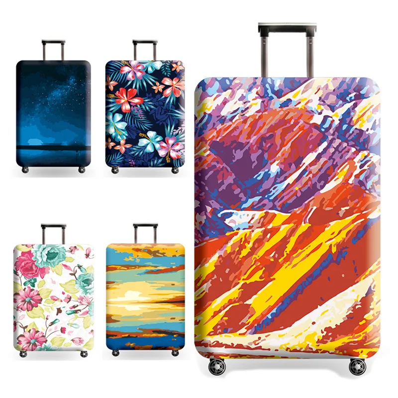 

Elastic Luggage Protective Cover For 18 To 32 Inch Suitcase Painting Trolley Case Cover Dustproof Thickened Travel Accessories