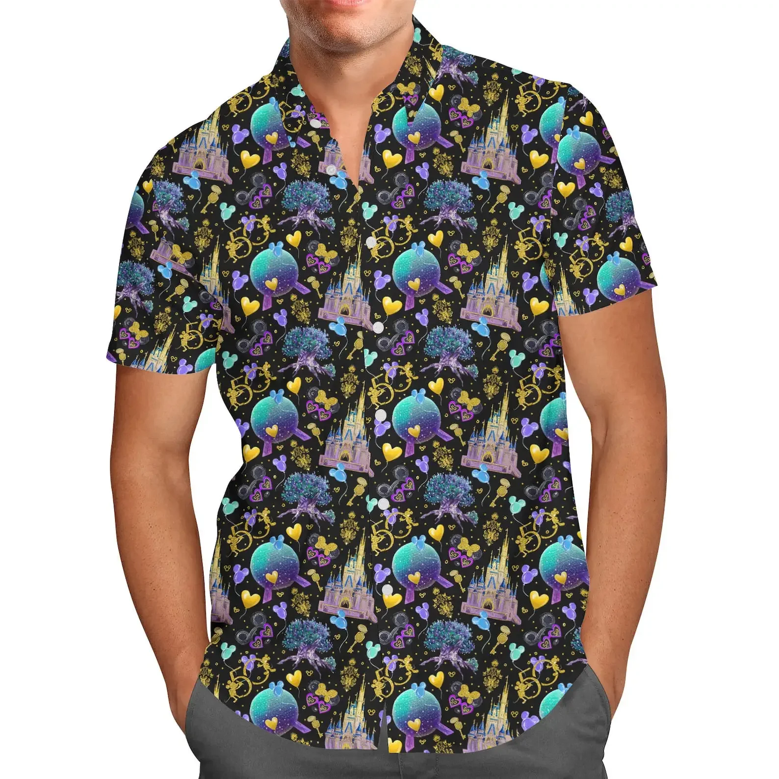 

Walt Disney World 50th Anniversary Hawaiian Shirt Men's Disney Hawaiian Shirt Fashion Men's Button Down Shirt WDW Hawaiian Shirt