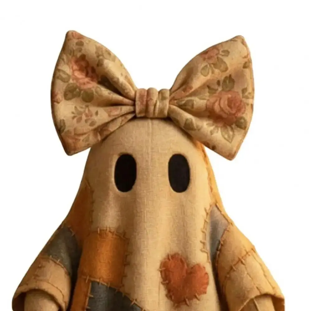 Vintage Style Patchwork Ghost Soft Pieced Fabric Matching Pumpkin Fabric Ghost Centerpiece Neat Stitching Retro Patchwork Craft