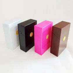 1PC Cigarette Box Case Plastic Eco-friendly Automatic Button Cigarette Cover Holder Container 4 Color Cigarette Box Batch