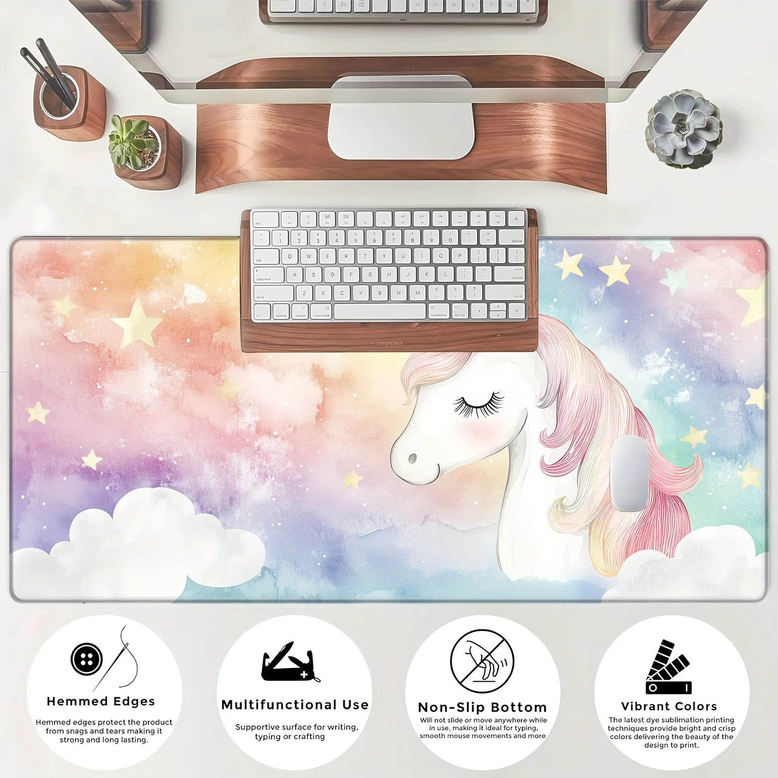 Duża podkładka pod mysz Rainybow Unicorn 900x400x3MM antypoślizgowa gumowa podstawa podkładka na biurko do klawiatury i akcesoriów do gier komputerowych biuro — zdjęcie produktu 4