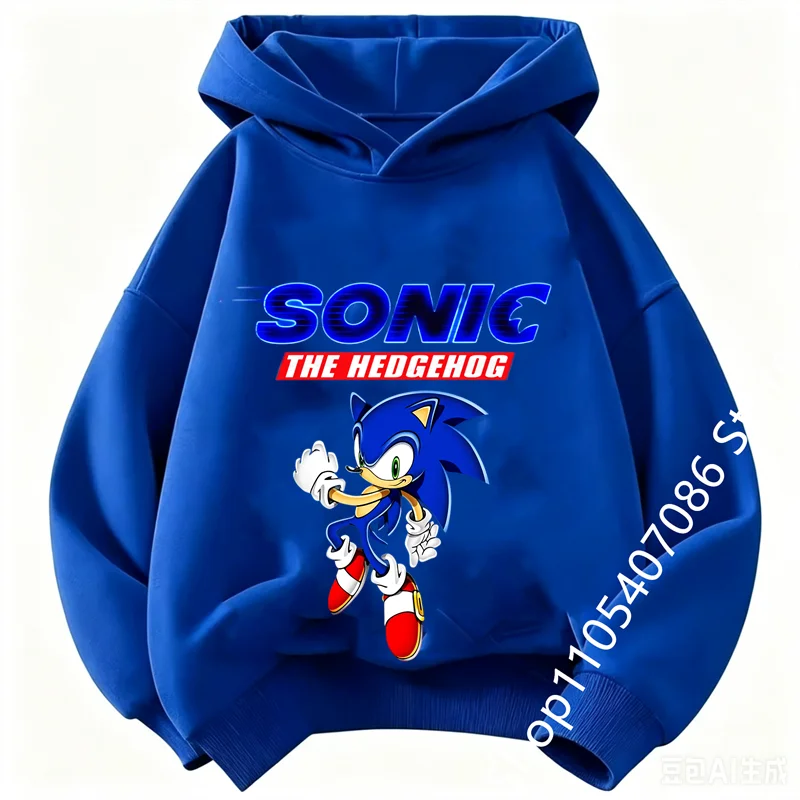 Kids Thick Hoodie with Cute Sonic Anime Pattern Soft Fashion Sweatshirt Clothing Perfect Outfits Gifts for Boys and Girls