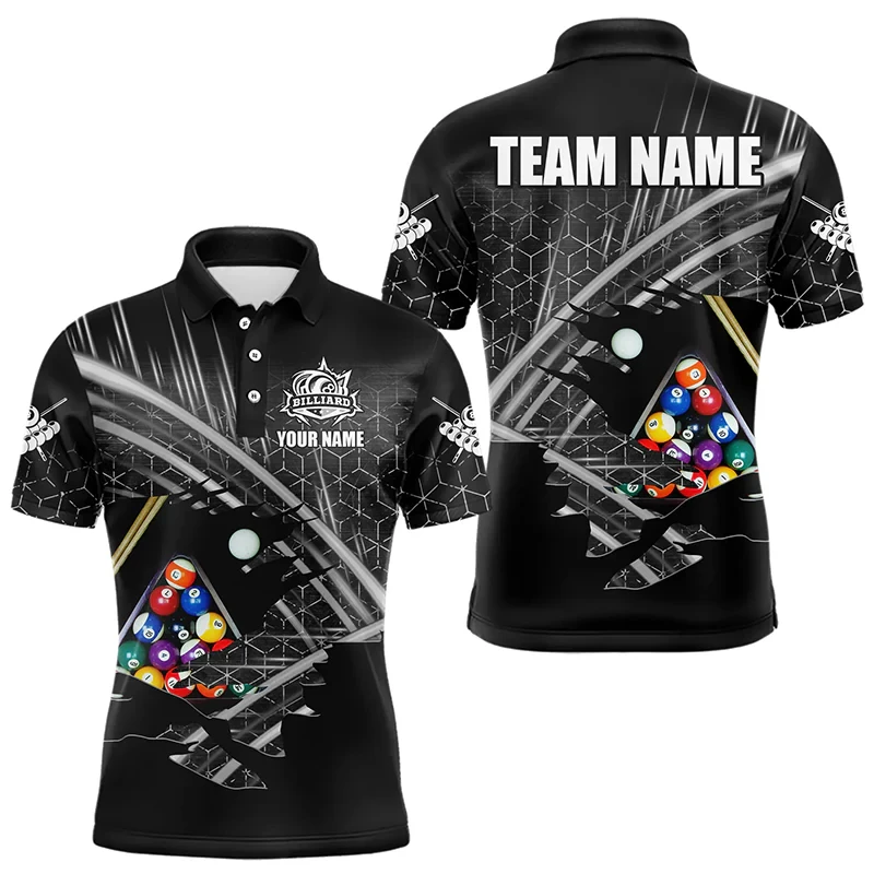 

Fashion Billiards Graphic Polo Shirts For Men Summer Casual Custom Name 3D Printed Sports Polo Shirt Trend Breathable Loose Tees