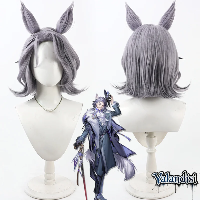 Yalandisi& Anime Arknights Harold Cos Cosplay Wig Halloween Carnival Party Props Synthetic Hair Heat Resistant Fiber+Wig Cap