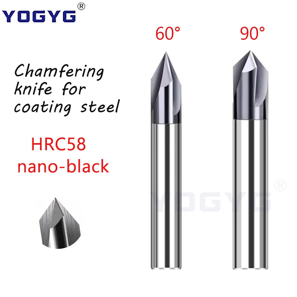 HRC58 nano-black Carbide Chamfer Milling Cutter 3-20mm 3 Flutes 60 90 120 Degrees Deburr End Mill Engraving Chamfer knife Steel