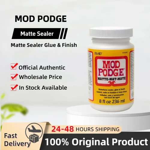 Imagen 1 del producto Mod Podge-pegamento y acabado mate, secado rápido, fácil de limpiar para tela de papel de madera y más no tóxico, 2oz/4oz/8oz