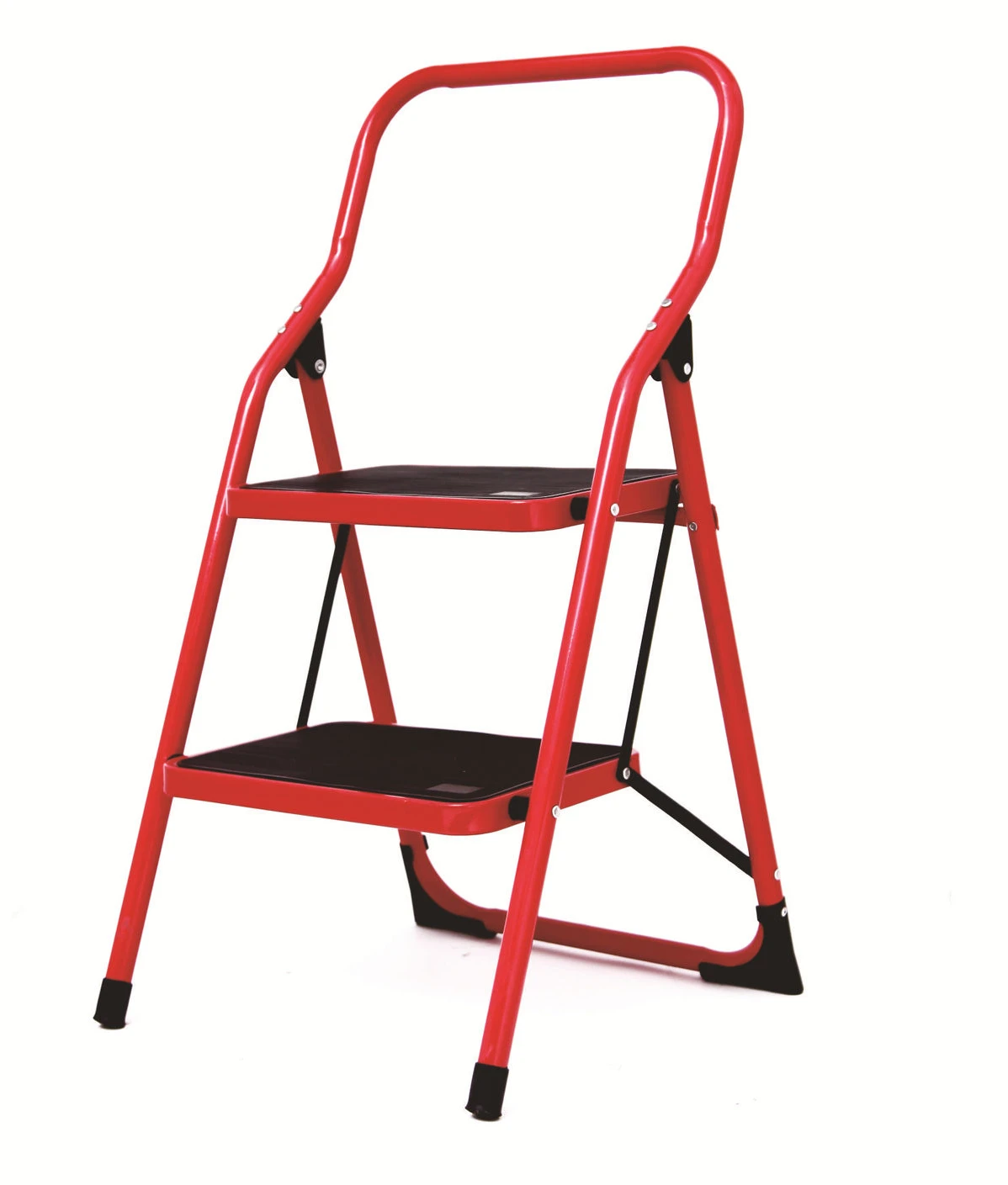 Two-step square steel tube ladder with handrail household folding ladder/herringbone household ladder/iron ladder