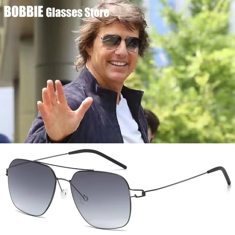 Sunglasses Men Screwless Square Titanium Ultralight Thin Rimless Eyewear Sun Glasses Frames Denmark Designer 8210 Dye Stain Tint